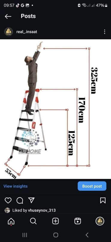 Nərdivanlar: Teleskopik nərdivan, müxtəlif hündürlüklərdə işləmək üçün ideal olan — 20