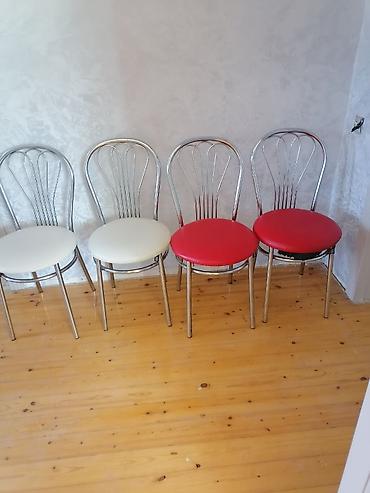 salon stul: Mətbəx/nahar otağı üçün 4 ədəd stul dəsti. - Rənglər: 2 ədəd ağ — 1