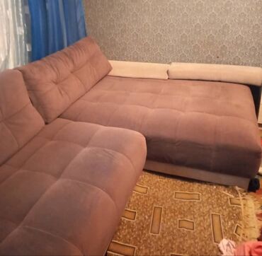 диван дети: Угловой диван, цвет - Бежевый, Б/у