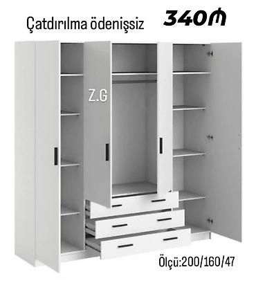 asilqan: Ağ rəngli 4 qapılı paltar dolabı - Qiymət: 340₼ - Çatdırılma — 1