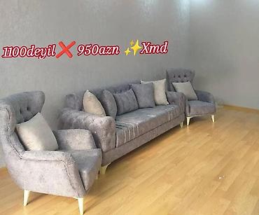 divanlar 2019: Mebel dəsti – 1 ədəd 3 nəfərlik divan + 2 ədəd kreslo - Rəng: boz — 1