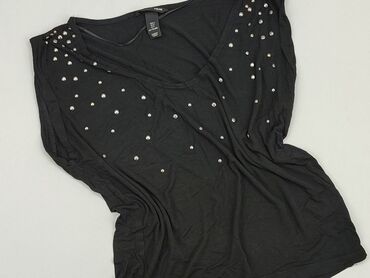 czarne bluzki z tiulowymi rękawami: Bluzka Damska, H&M, S, stan - Zadowalający