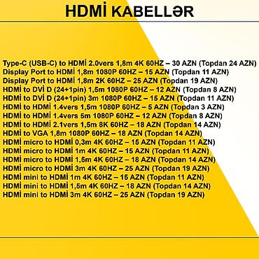 Digər kompüter aksesuarları: HDMİ Kabellər ⭐Type-C (USB-C) to HDMİ 2.0vers 1,8m 4K 60HZ – 30 AZN — 2