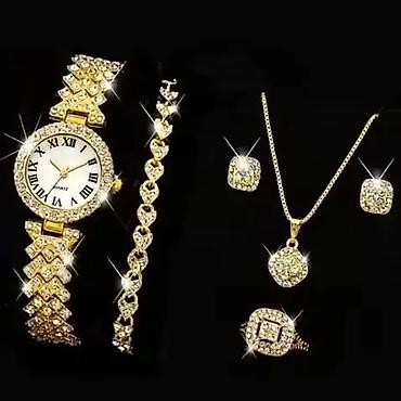 Setovi nakita: Luksuzni set nakita sa satom – 6 delova Elegantan komplet u zlatnoj — 8