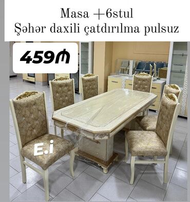 Yataq otağı dəstləri: Qonaq otağı üçün, Açılmayan, Dördbucaq masa, 6 stul