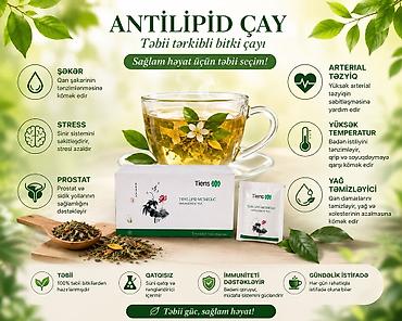 Qida məhsulları: Tiens Antilipid Çayı – Təbii tərkibli bitki çayı Xüsusiyyətlər: - — 1