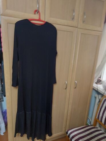 черное летнее платье: Длинное чёрное платье свободного кроя - Цвет: глубокий чёрный -