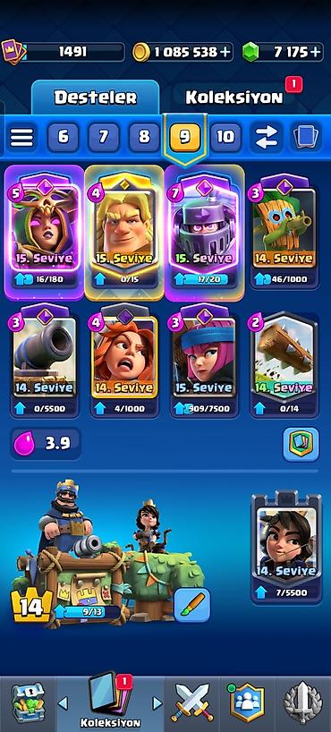 clash royale hesabı: Clash Royale oyun hesabı satılır. Xüsusiyyətlər: - Kasa: 1 085 538 — 2