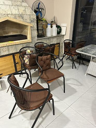 xrustal stekan olcusu: İşlənmiş, Dördbucaq masa, 8 stul, Açılmayan, Stullar ilə, Metal — 6