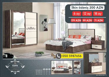 Yataq otağı dəstləri: 2 təknəfərlik çarpayı, Dolab, Termo, 2 tumba, Azərbaycan, Yeni — 5