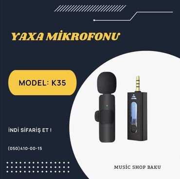 mikrafon yaxa: Yaxa mikrofonu Model: K35 •20 metr əlçatan məsafə • Aydın tembr •