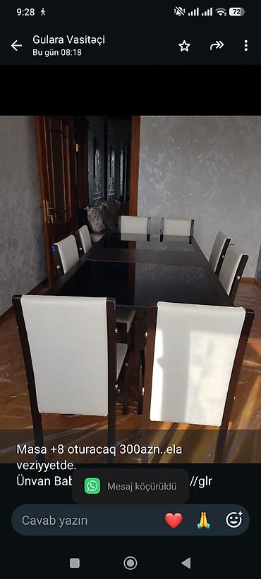 Masa +8 oturacaq 300azn. ela veziyyetde. Ünvan Babək prospekti