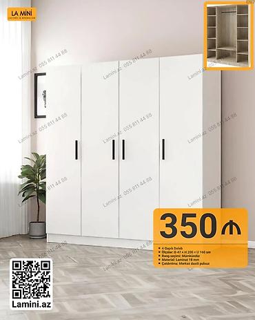 Mebel: 4 qapılı paltar dolabı - Ölçülər: dərinlik 47 sm × hündürlük 200 sm × — 1