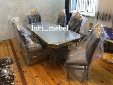 Uşaq və gənc otağı üçün dəstlər: Qonaq otağı üçün, Yeni, Açılmayan, Dördbucaq masa, 6 stul