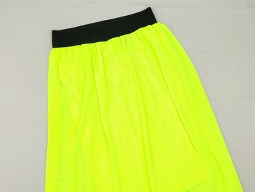 Spódnica damska w neonowym, żółtym kolorze z czarnym pasem w talii