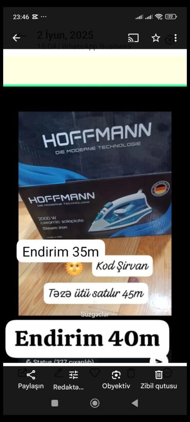 hoffmann paltaryuyan istifade qaydasi: Buxarlı ütü, Hoffmann, Kredit yoxdur, Ünvandan götürmə