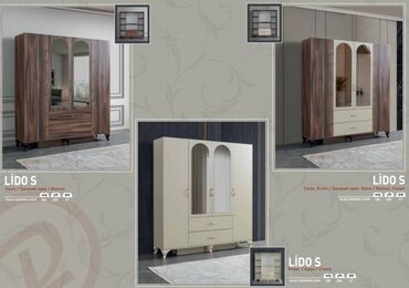 ev mebeli: Гардеробный шкаф, Новый, 4 двери, Распашной, Прямой шкаф, Турция