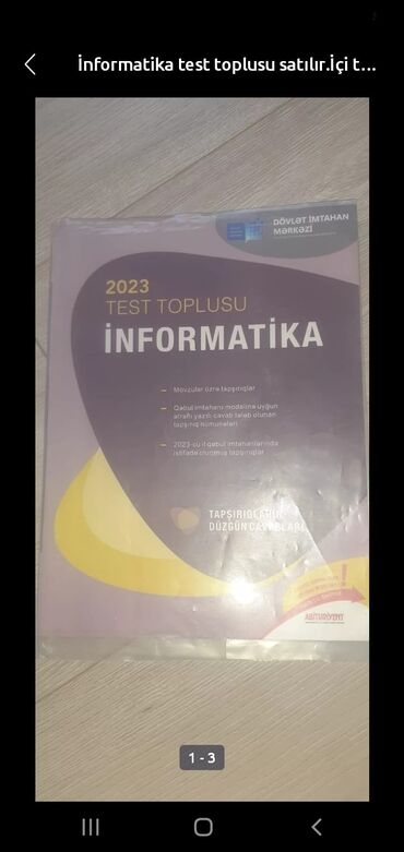 beledci informatika pdf: Salam.İnformatika test toplusu satılır.İçi tərtəmizdir.Səliqəli