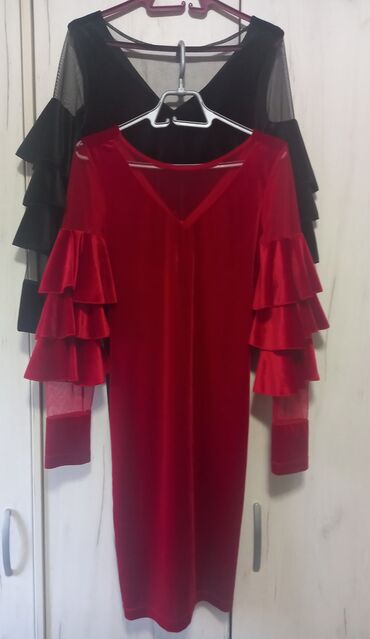 elegantne crne haljine: S (EU 36), bоја - Crvena, Večernji, maturski, Dugih rukava