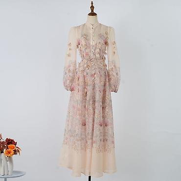 Айымдардын кийими: Элегантное платье-комплект Zimmermann из шифона с цветочным принтом — 1