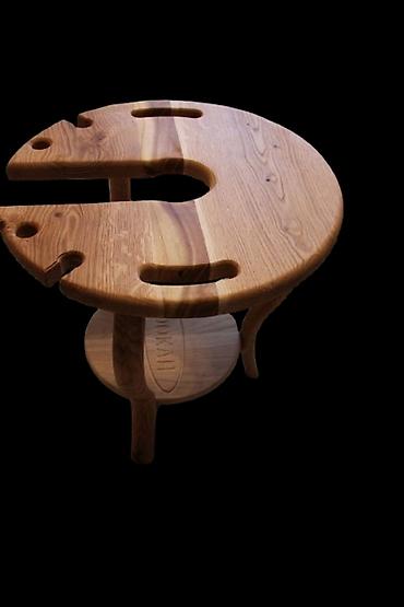 Журнальные столы: Столик для кальяна из натурального дерева - Функциональный круглый — 7