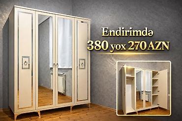 mebel ustu: Yeni, 4 qapılı, Güzgülü, Bej, Açılan, Düz dolab — 1