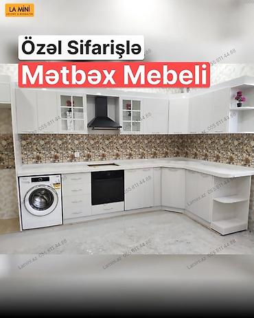 Özəl sifarişlə hazırlanmış mətbəx mebeli - L‑şəkilli planlama: künc
