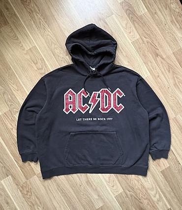 kapşonlu: AC/DC qrafik kapşonlu sviter - Rəng: tünd boz/qaraya yaxın - Ön — 2