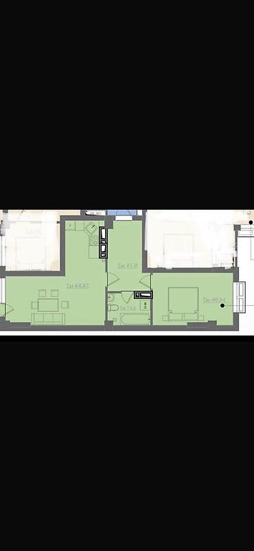 60: 2 комнаты, 60 м², Пишпек Элитка, 3 этаж, ПСО (под самоотделку) — 3