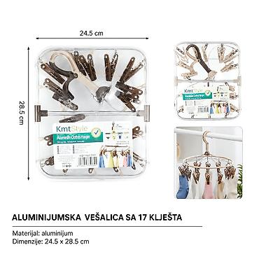 Kvadratni aluminijumski stalak za sušenje veša, 17 štipaljki 5402072-A
