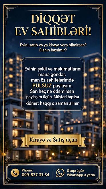 Mənzil kirayələyirəm: Xidmət: Ev elanlarının pulsuz paylaşımı (kirayə və satış üçün) — 1
