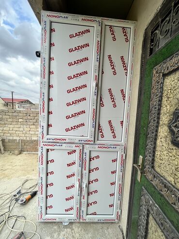 Plastik pəncərələr: Yeni İkiqat şüşə paketi Plastik pəncərə, Еni: 50 sm, Uzunluğu: 100 sm, Pulsuz quraşdırma — 4