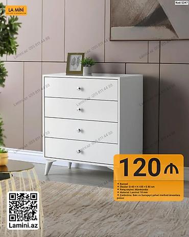 Ağ rəngdə minimalist komod - Kod: 5347 - Ölçülər: D 40 × H 100 × E 80 lalafo.az -da Ağ rəngdə minimalist komod - Kod: 5347 - Ölçülər: D 40 × H 100 × E 80