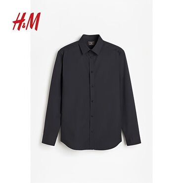 джинсы и рубашку: Мужская рубашка, M (EU 38), H&M, Новый, цвет - Черный, Самовывоз