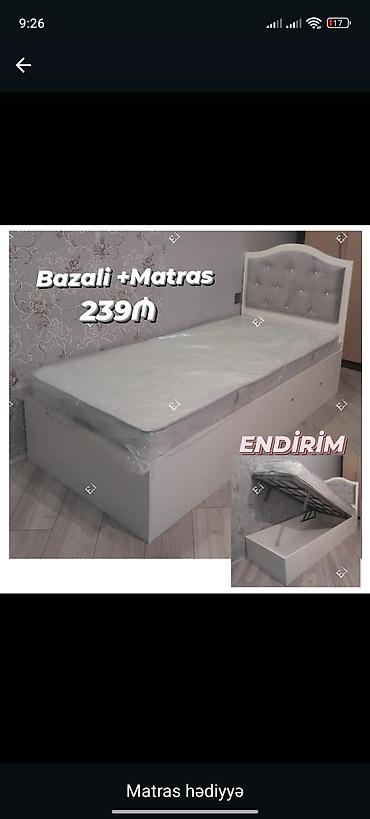 tek matraslar: Yeni, Təknəfərlik çarpayı, Bazalı, Matras ilə, Siyirməsiz — 1