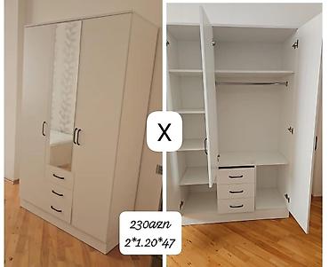 Ağ rəngli 3 qapılı paltar şkafı - Ortada böyük güzgülü qapı - 2 yan lalafo.az -da Ağ rəngli 3 qapılı paltar şkafı - Ortada böyük güzgülü qapı - 2 yan