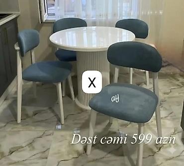 sutular: Mətbəx/qonaq otağı üçün masa və 4 stuldan ibarət dəst. - Dairəvi — 1