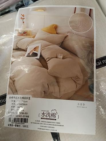 bed sheets: Комплект постельного белья из мытой хлопковой ткани (4 предмета) - — 2