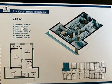 восток сити: 1 комната, 63 м², Восток-5 мкр Элитка, 9 этаж, ПСО (под самоотделку) — 4