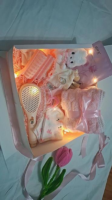лапы перчатки: 🎀Подарочный набор в коробке с лентой (розово‑белая гамма, гирлянда — 3