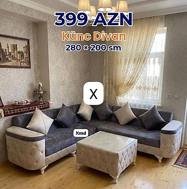 Диваны: Künc divan – ölçü: 280 × 200 sm. Qiymət: 399 AZN. - L‑şəkilli künc — 1