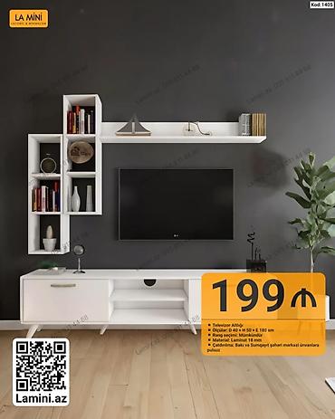 Ev üçün mebel: TV altlığı və divar rəfi dəsti – Kod: 1405 - Dizayn: minimal və — 1