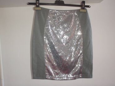 kozna suknja mona: S (EU 36), Mini, bоја - Srebrna