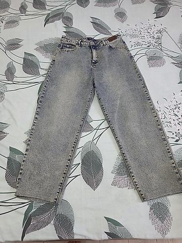 cirt cirt cirt denim: Unisex düz kəsim cins şalvar - Rəng: açıq-boz yuyulmuş (acid wash — 3