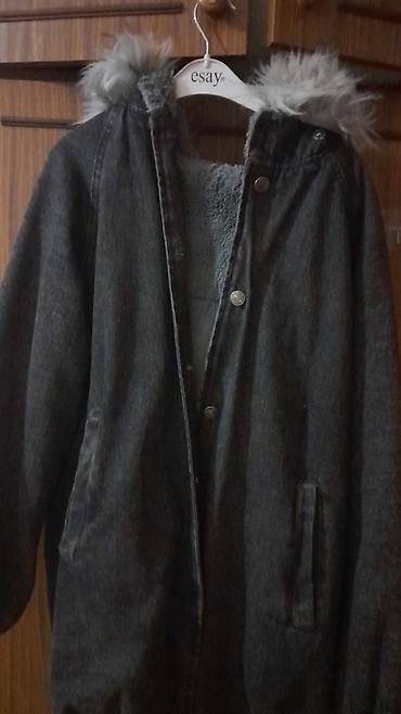 termo geyim: Qadınlar üçün qışlıq denim parka - Rəng: tünd boz (kömür boz) - — 2