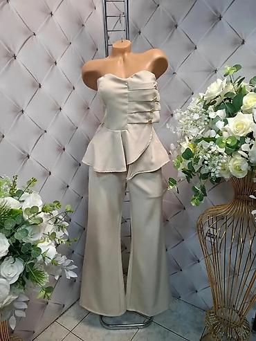 sandale bata: Elegantni ženski komplet – top bez bretela i pantalone sa širokim — 3