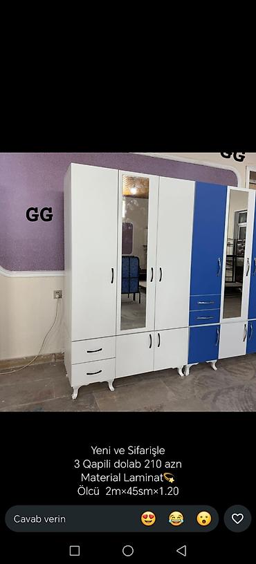 3 qapılı paltar dolabı - Material: laminat - Ölçü: 2 m × 45 sm × 1.20 lalafo.az -da 3 qapılı paltar dolabı - Material: laminat - Ölçü: 2 m × 45 sm × 1.20