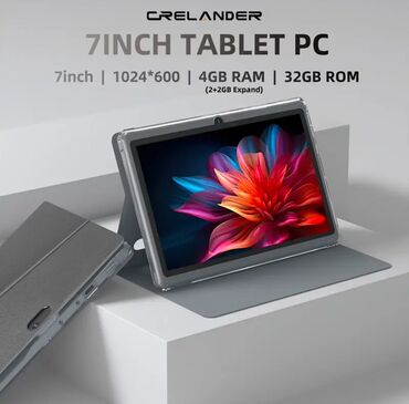 детский планшет: CRELANDER markalı 7 düymlük planşet PC, 1024x600 təsvir ölçülü IPS