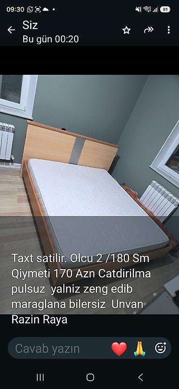 agaclar: Taxt satılır. - Ölçü: 200×180 sm (king-size) - Material: açıq ağac — 1