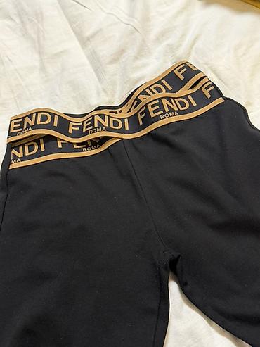 fendi: Fendi Roma qadın legginsi - Rəng: qara - Üst kəmər: elastik, kontras — 2